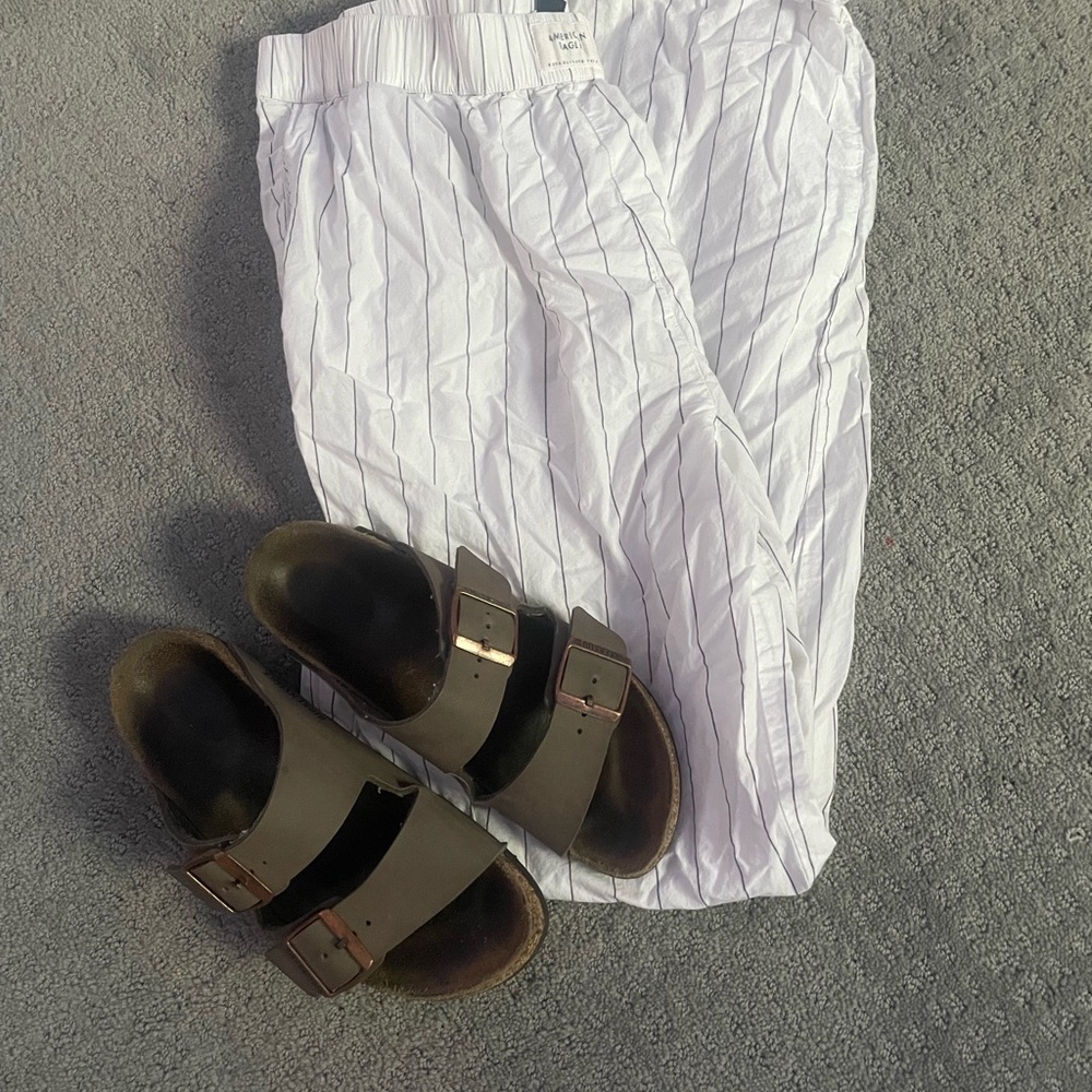 American Eagle Outfitters White Striped Pants